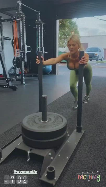 Blonde Cleavage Workout gif