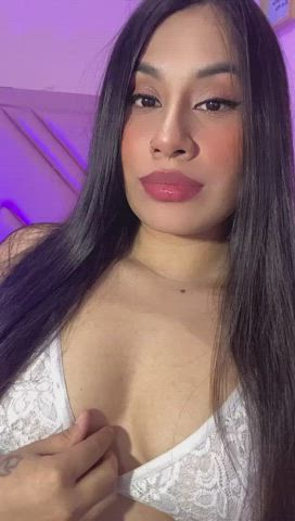 brunette camgirl latina lips natural tits nipples petite sensual small tits gif