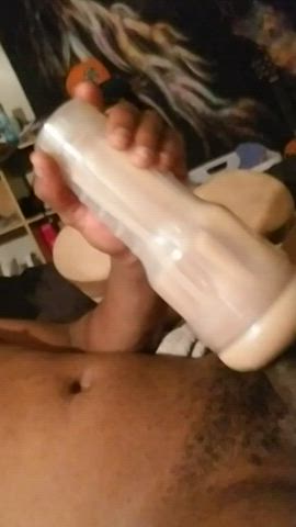 Amateur Big Dick Ebony Fleshlight Humping Sex Toy Solo gif