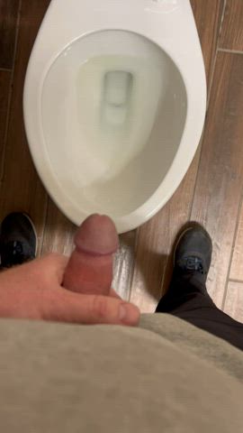 Getting naughty and wet in a public restroom