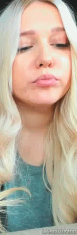 Blonde Blue Eyes Cam Camgirl Russian Smoking Vertical Webcam gif
