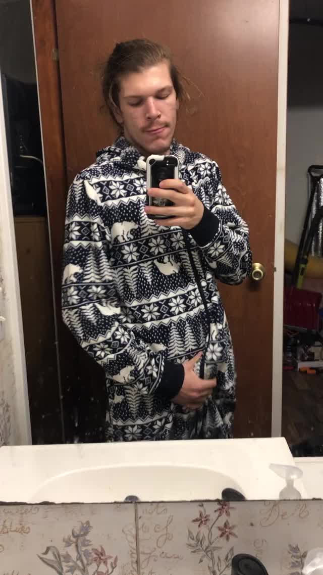 Big college cock in onesie