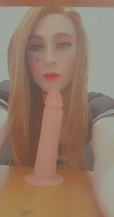 Dildo Femboy Maid Sissy Slave Sucking gif