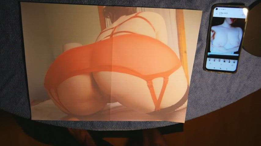 Big Ass Blonde Cumshot Lingerie Tribute gif