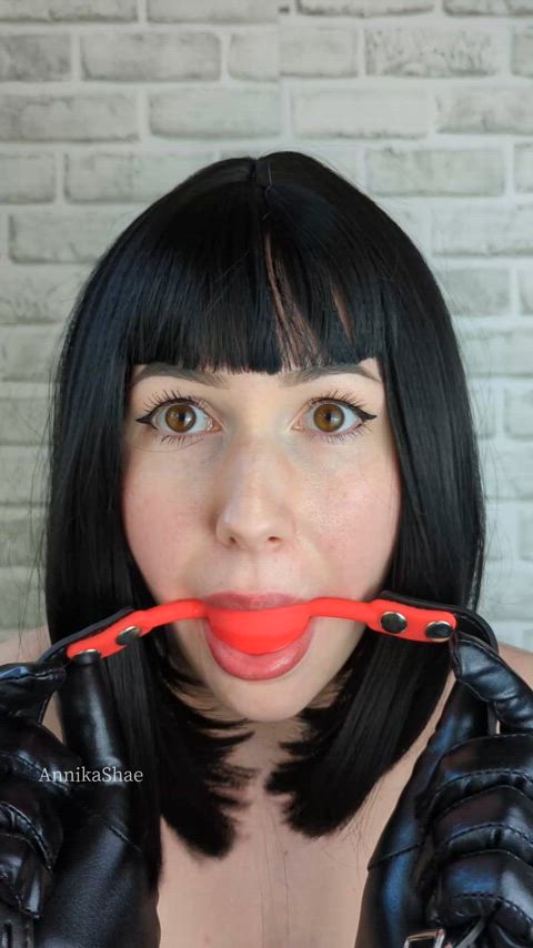 Love the sound of drool plopping to the ground after removing the gag