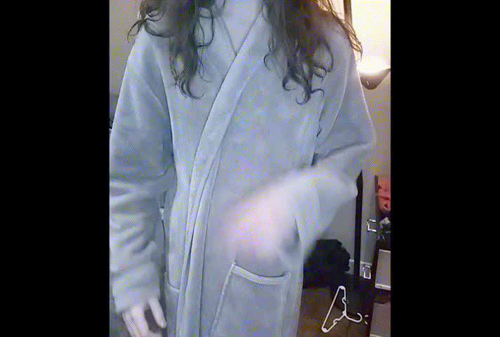 flashing lingerie robe trans trans woman gif