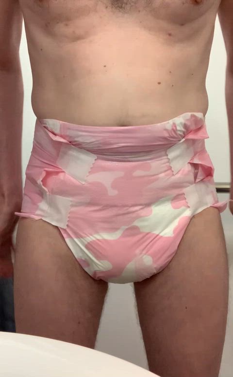 diaper femboy male pink rubbing wet gif