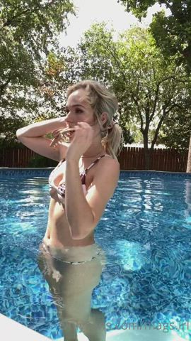 bikini blonde pool gif