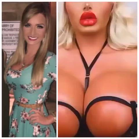 bimbo bimbofication bouncing tits doll fake ass fake boobs pawg gif