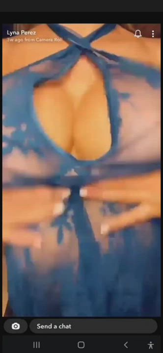 Lyna playing with her tits in a see through dress which she later takes off 😏💦