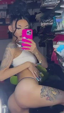 ass bubble butt latina lingerie skinny tattoo tease gif