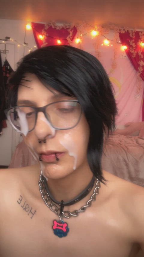 cum cum in mouth cum licking cum swallow emo goth trans trap twink cumslut gif