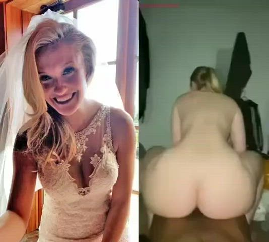 BBC Blonde Bride Riding White Girl gif