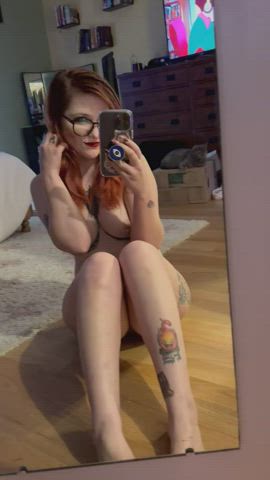 mirror pussy redhead gif