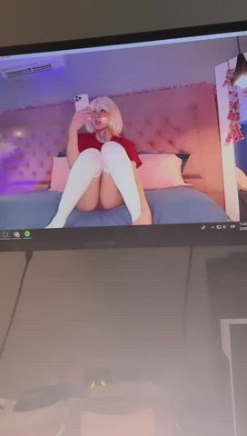 cosplay cum fingering role play skinny gif