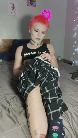 alt clit rubbing emo goth labia masturbating petite pussy tattoo gif