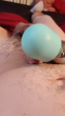 Cum dripping out from limp toy play