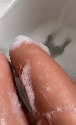 bathroom bathtub legs model onlyfans petite soapy solo tease gif