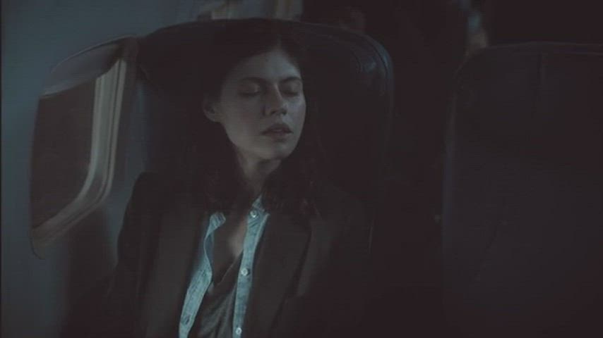 airplane alexandra daddario brunette celebrity fetish moaning orgasm softcore gif