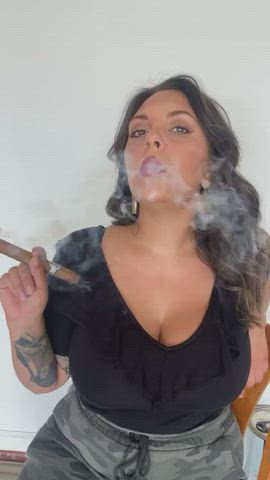 Beautiful Ashley cigar smoking