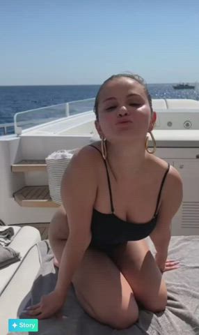 bikini cleavage selena gomez gif