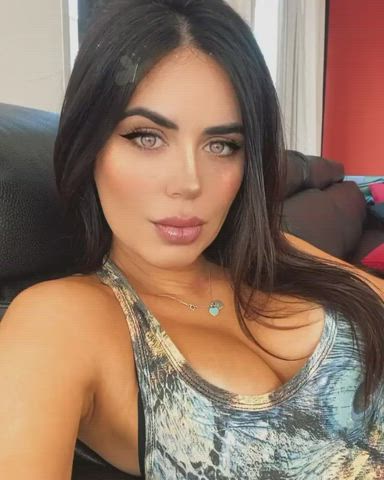 Brazilian Brunette Dani Goddess Green Eyes Labia Tease Tits gif