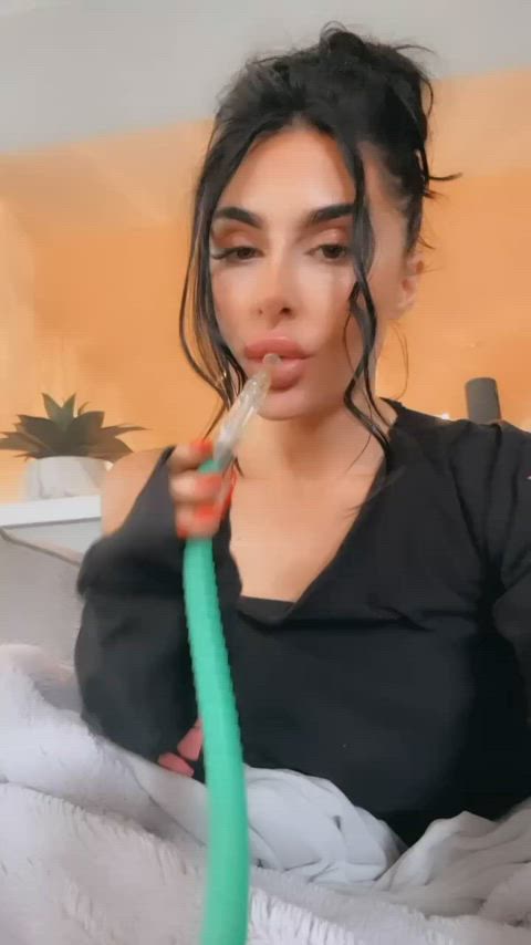 cute italian pornstar smoking gif