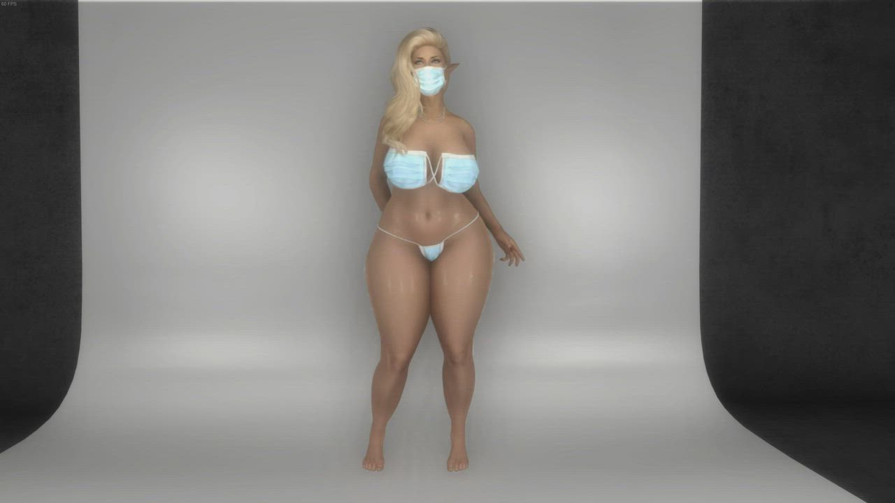 Blonde Dancing Elf Mask Thick gif