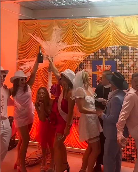 celebrity margot robbie wedding gif