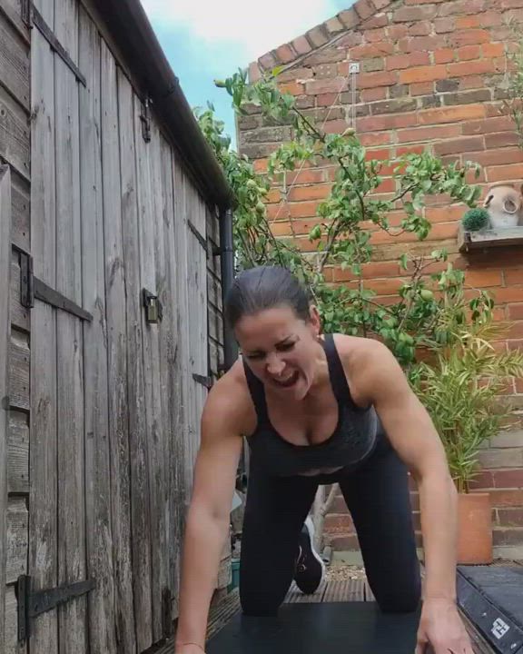 Big Tits Brunette Workout gif