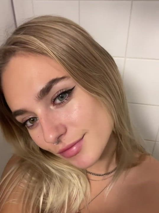 Blonde Blue Eyes Cute Green Eyes Shower gif