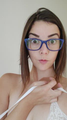 brazilian glasses latina nsfw natural tits short hair small tits teen tiny-tits gif