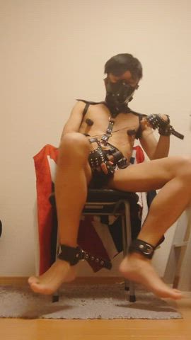 leather mask role play vibrator gif
