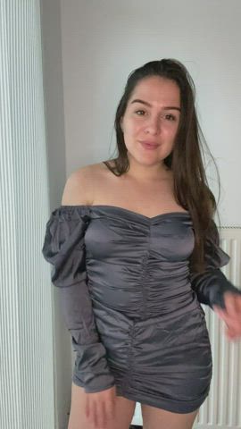 cute dress eye contact gif