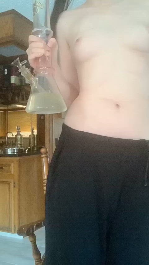 Topless bong hit