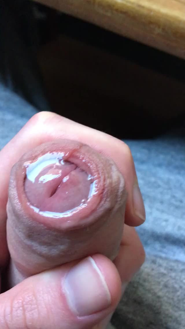 Precum foreskin closeup