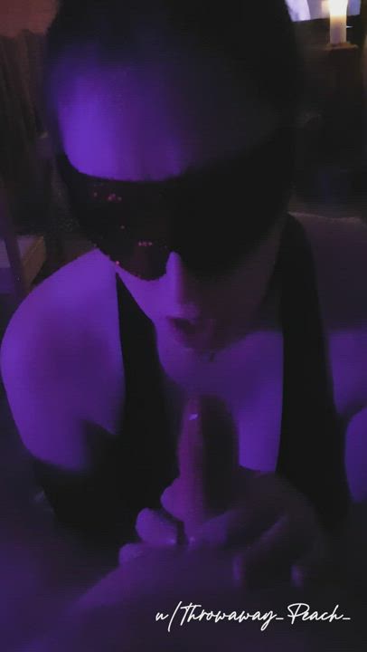 Blindfolded Blowjob Deepthroat Handjob gif