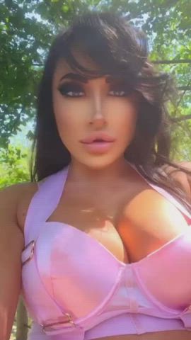 big tits fake tits lingerie lips outdoor petite public gif