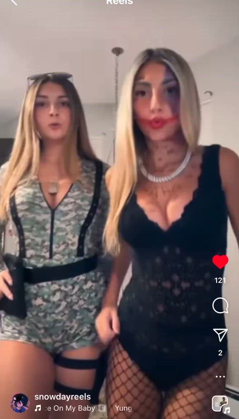 ass blonde boobs halloween teen tiktok tits gif