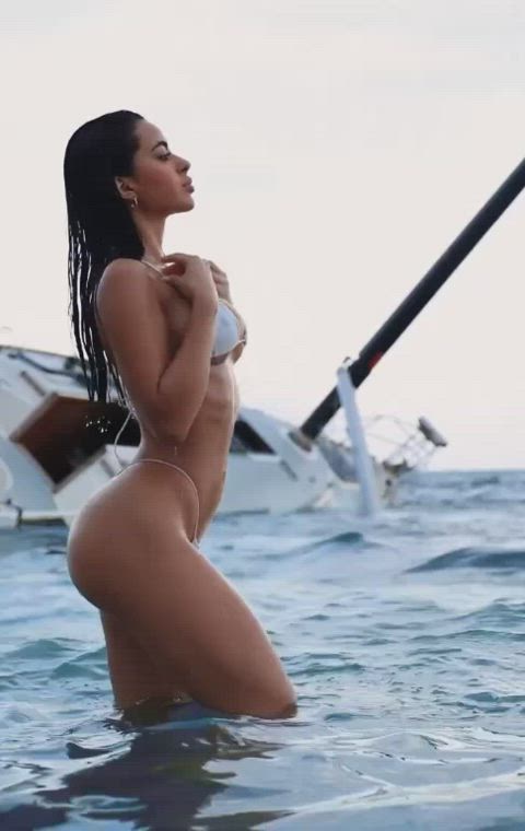 bikini brunette fit micro bikini non-nude wet gif