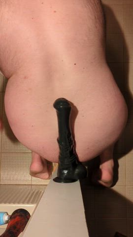 anal anal play bear chubby huge dildo male masturbation solo gif