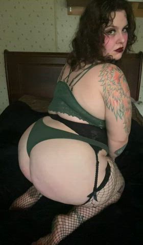 ass bbw babe big ass big tits brunette cute frogbutt lingerie thick gif