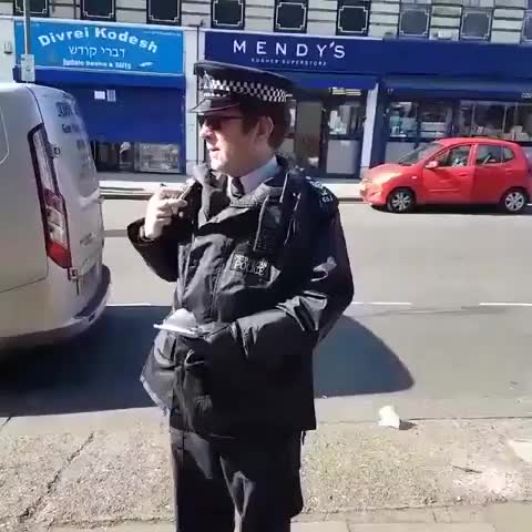 Police officer books shopkeeper in Edgware for drawing chalk lines on pavement to