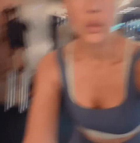 cleavage downblouse workout gif