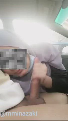 asian blowjob car sex handjob hijab malaysian muslim teen gif