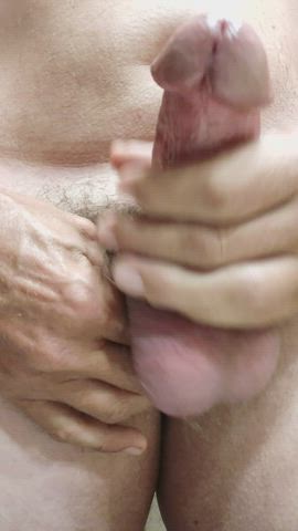 close up cock exhibitionist male masturbation precum gif