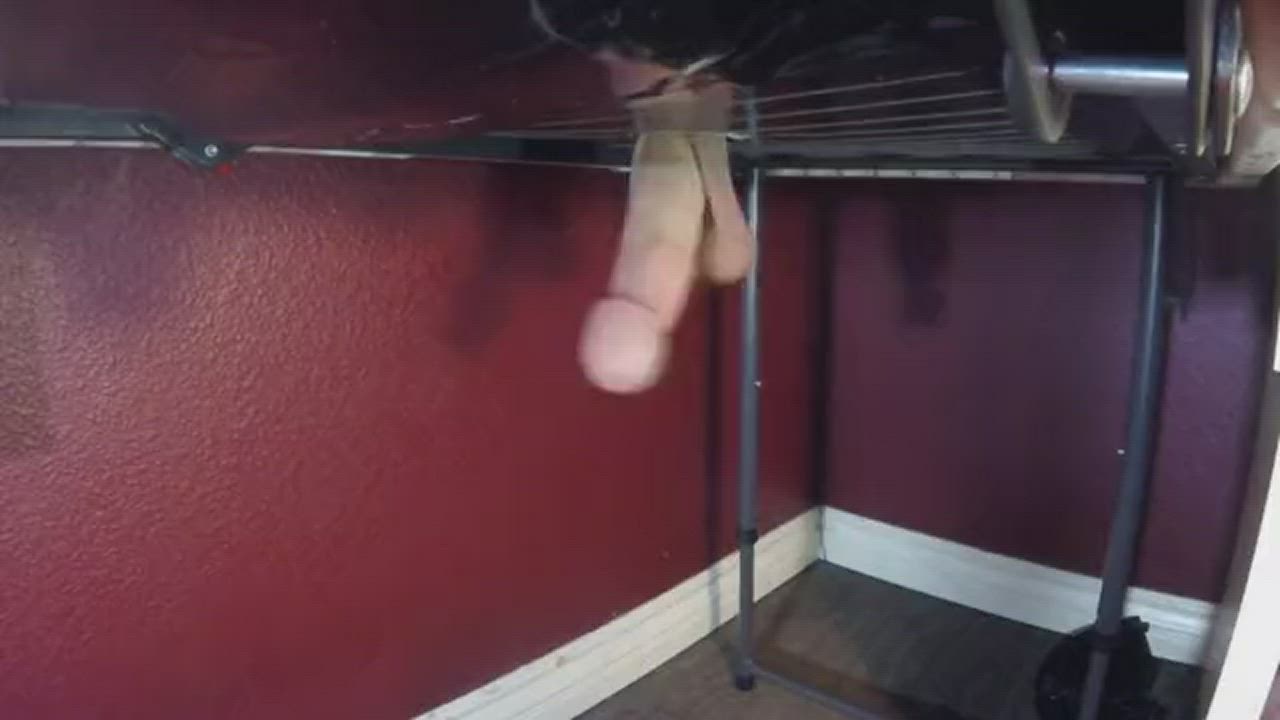 Glory hole Under the table Leather Gloved Babe Jerking Cock