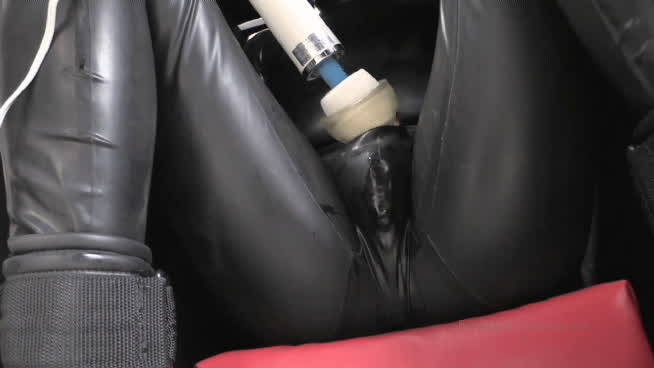 bdsm cum femdom hitachi latex rubber vibrator gif