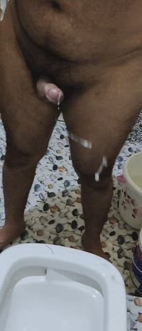 asian bbc big balls big dick cumshot jerk off masturbating solo toilet gif