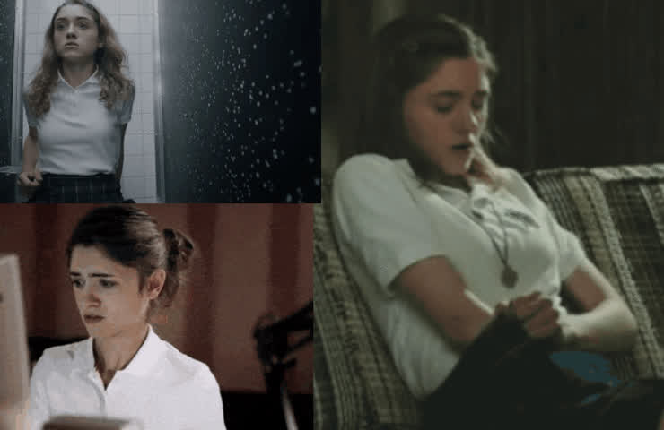 Natalia Dyer masturbation scenes from Yes, God, Yes (2019)